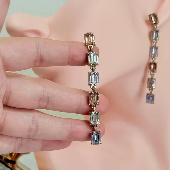 Gold and Multicolor Gem Earrings - Picture 4 of 7